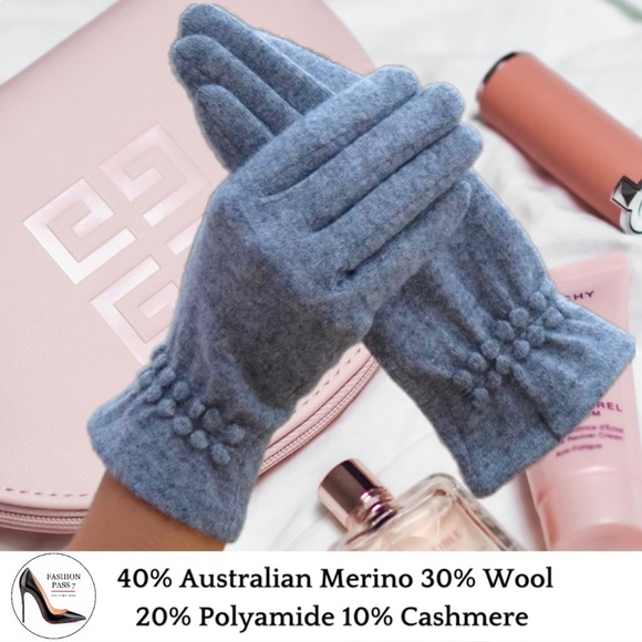 Luxury Cashmere Merino Wool Gloves Classic Gray Driving Winter Warm Cozy Gloves - Picture 1 of 6